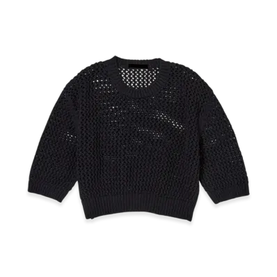 AURALEE Cotton LilyYarn Mesh Knit T-Shirt "Dark Navy"