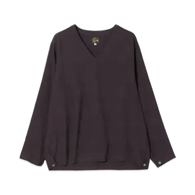 NEEDLES V-Neck P/O Shirt - Rayon Fine Pattern Jacquard "Purple"