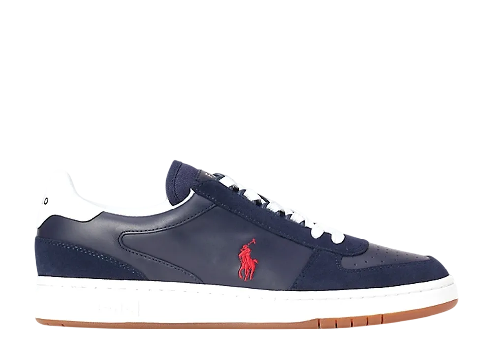 Polo Ralph Lauren Court Leather-Suede Sneaker "Newport Navy/RL2000 Red"