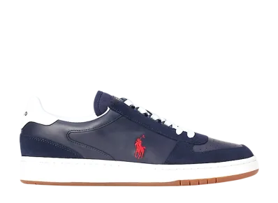 Polo Ralph Lauren Court Leather-Suede Sneaker "Newport Navy/RL2000 Red"