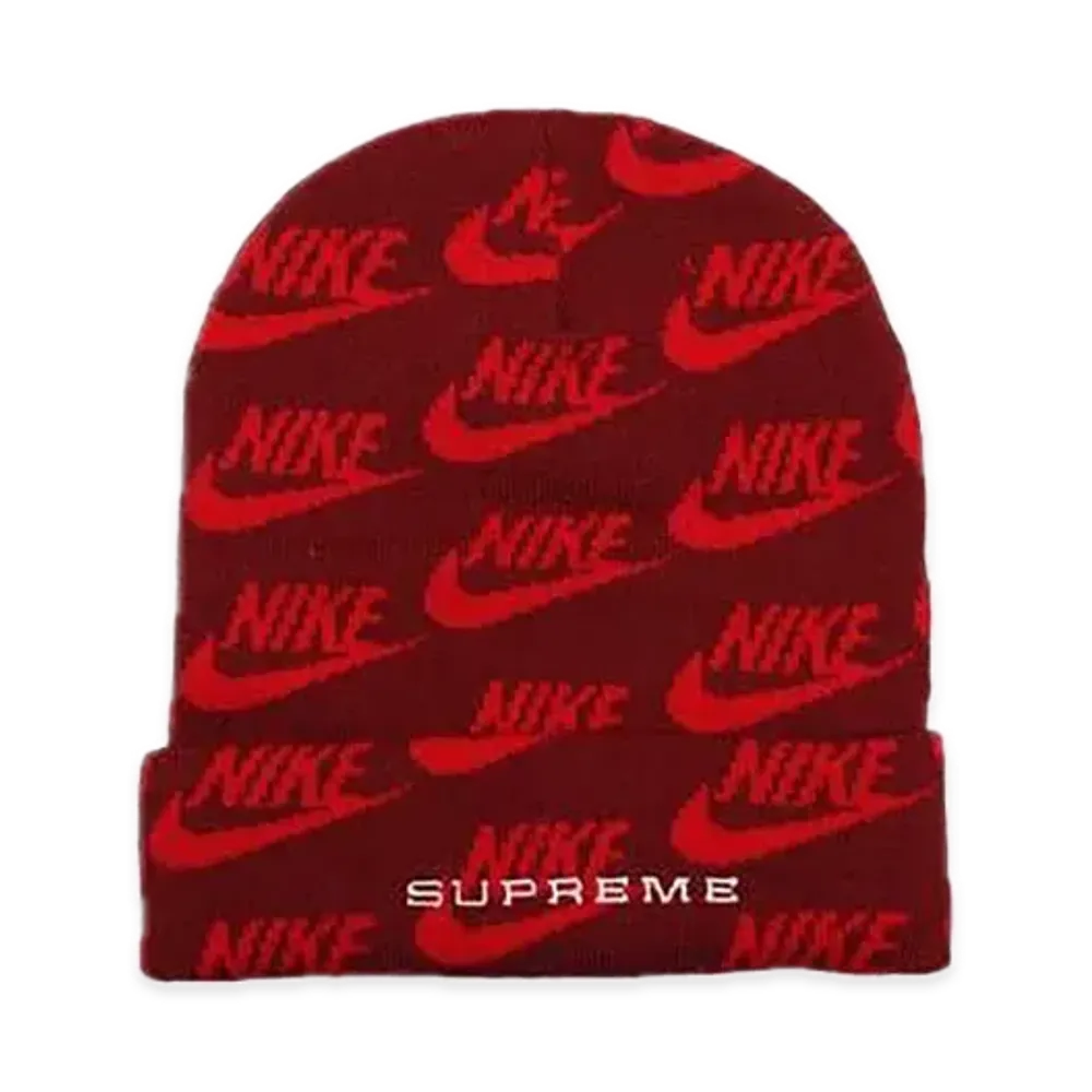 Supreme x Nike Jacquard Logos Beanie "Red"