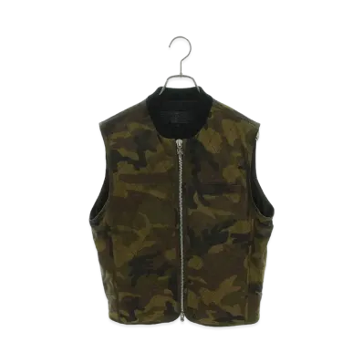 Chrome Hearts Papa Back Cross Patch Killing Leather Vest "Khaki/Silver"