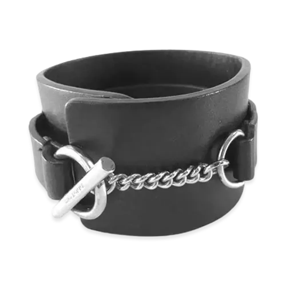 Dior DiorHomme T Bar Chain Leather Belt Bracelet "Black"