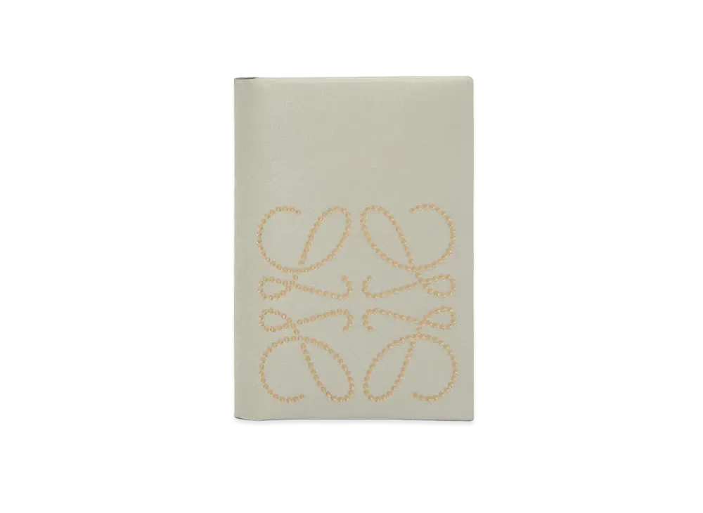 LOEWE Brand Bifold Card Case In Calfskin "Light Green / Dark Gold"
