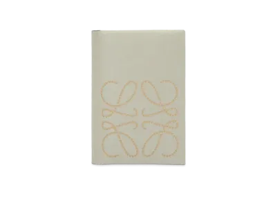 LOEWE Brand Bifold Card Case In Calfskin "Light Green / Dark Gold"