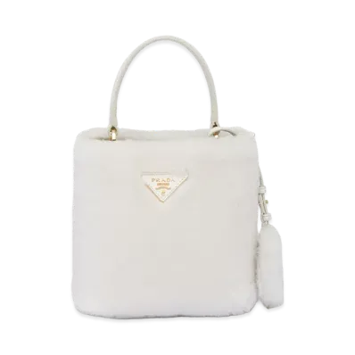 PRADA Panier Shearling Mini Bag "White"