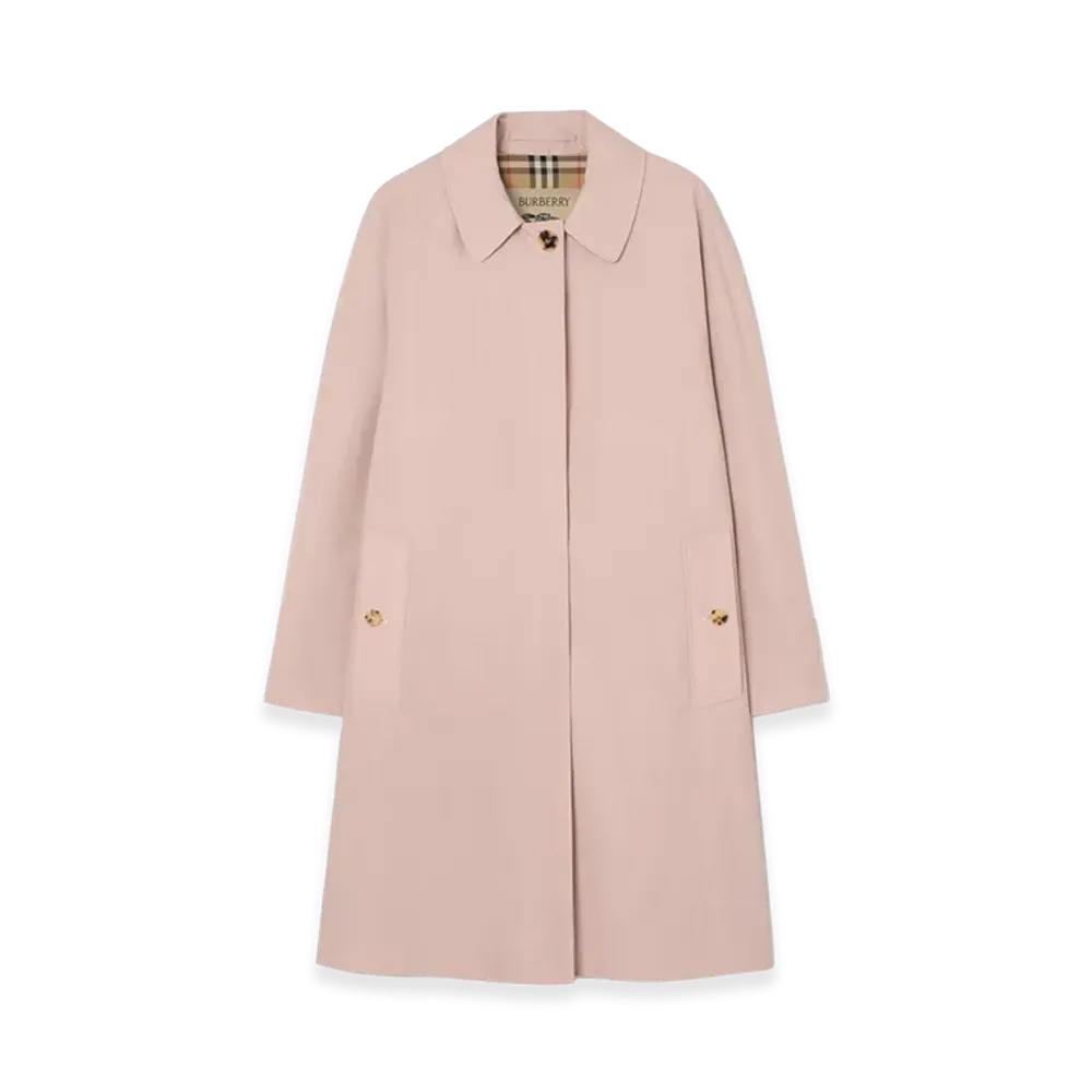 Burberry Women's Mid-length Tropical Gabardine Camden Car Coat "Pale Sugar Pink"
