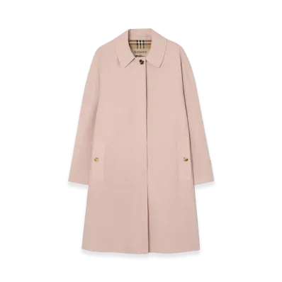 Burberry Women's Mid-length Tropical Gabardine Camden Car Coat "Pale Sugar Pink"