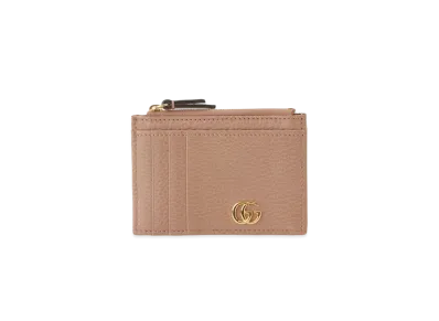 GUCCI Card Case GG Marmont Leather "Beige"