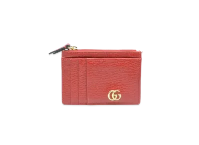 GUCCI Card Case GG Marmont Leather "Red"