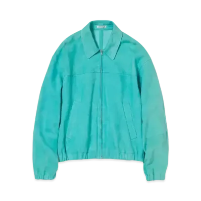 AURALEE Lamb Suede Zip Blouson "Aqua Blue"