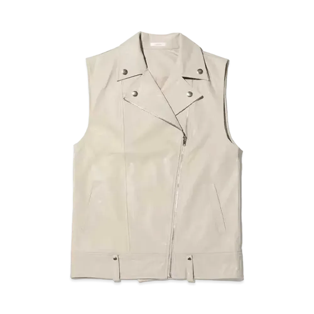 atmos pink Riders Faux Leather Vest "Beige"
