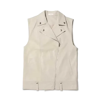 atmos pink Riders Faux Leather Vest "Beige"