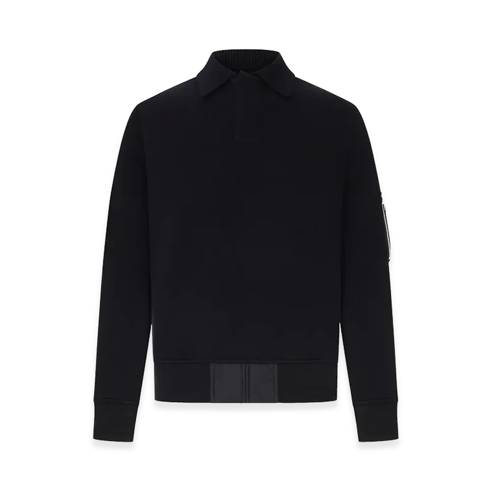 sacai Knitted Polo Shirt with Zip Detail "Black"