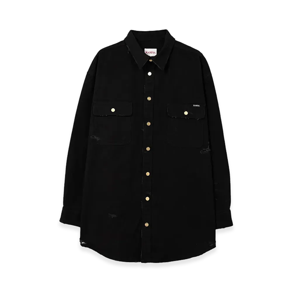 KAMIYA Boro Duck Shirt "Black"