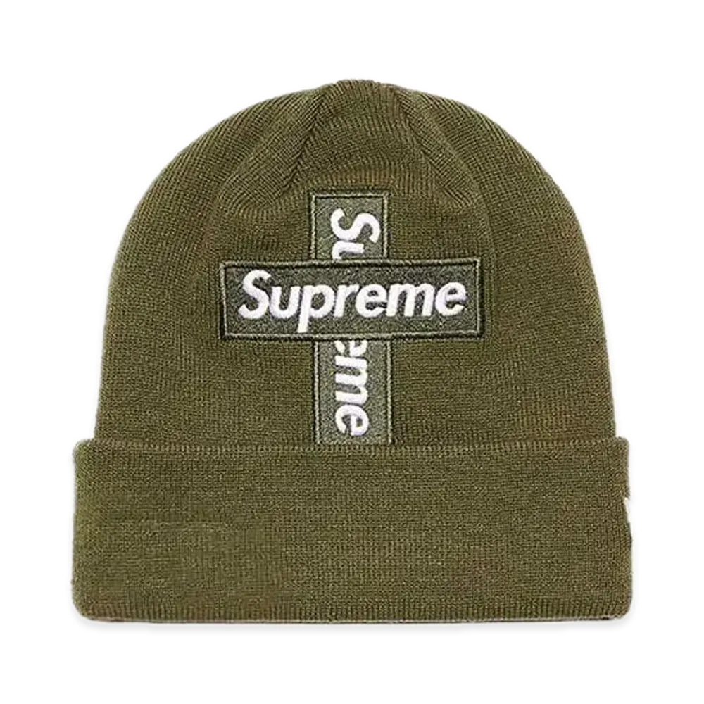 Supreme New Era Cross Box Logo Beanie "Light Olive"