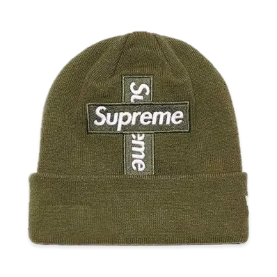 Supreme New Era Cross Box Logo Beanie "Light Olive"