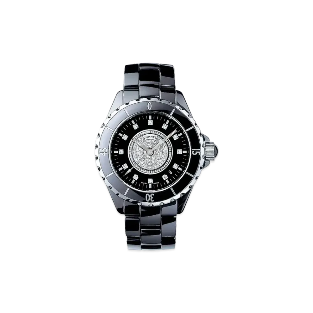 CHANEL J12 Ceramic 33mm 12P/Center Diamonds "Black"