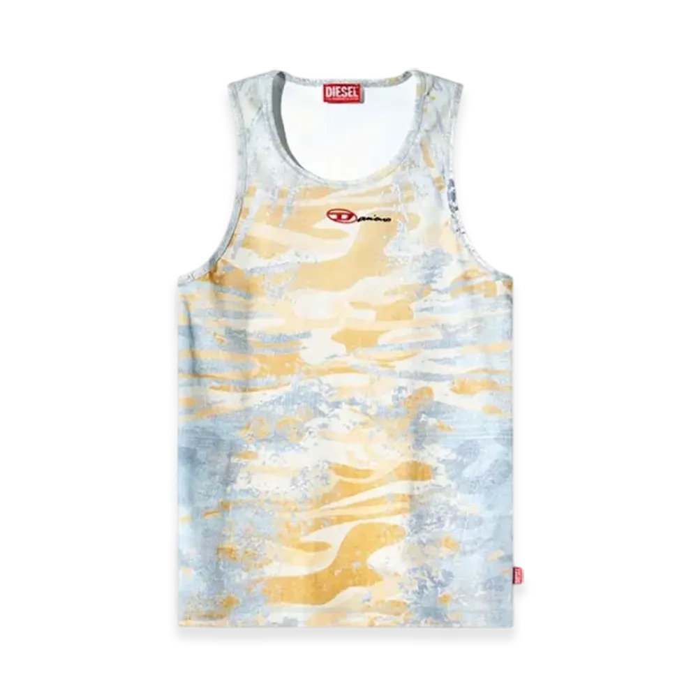 Diesel T-Lifty-Dd Camo Tank Top In Stretch Cotton "Blue Yellow"