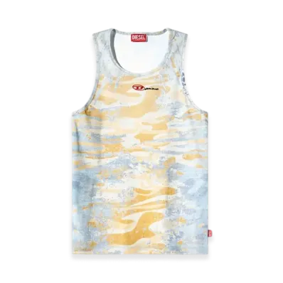 Diesel T-Lifty-Dd Camo Tank Top In Stretch Cotton "Blue Yellow"