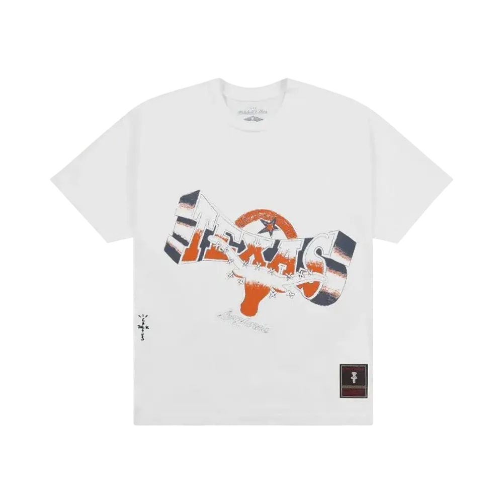 Travis Scott x M&N x University Of Texas Handdrawn Tee "White"