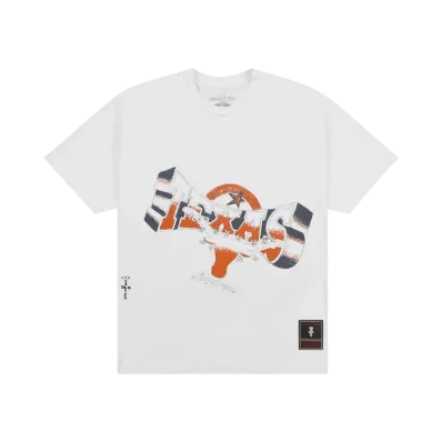 Travis Scott x M&N x University Of Texas Handdrawn Tee "White"
