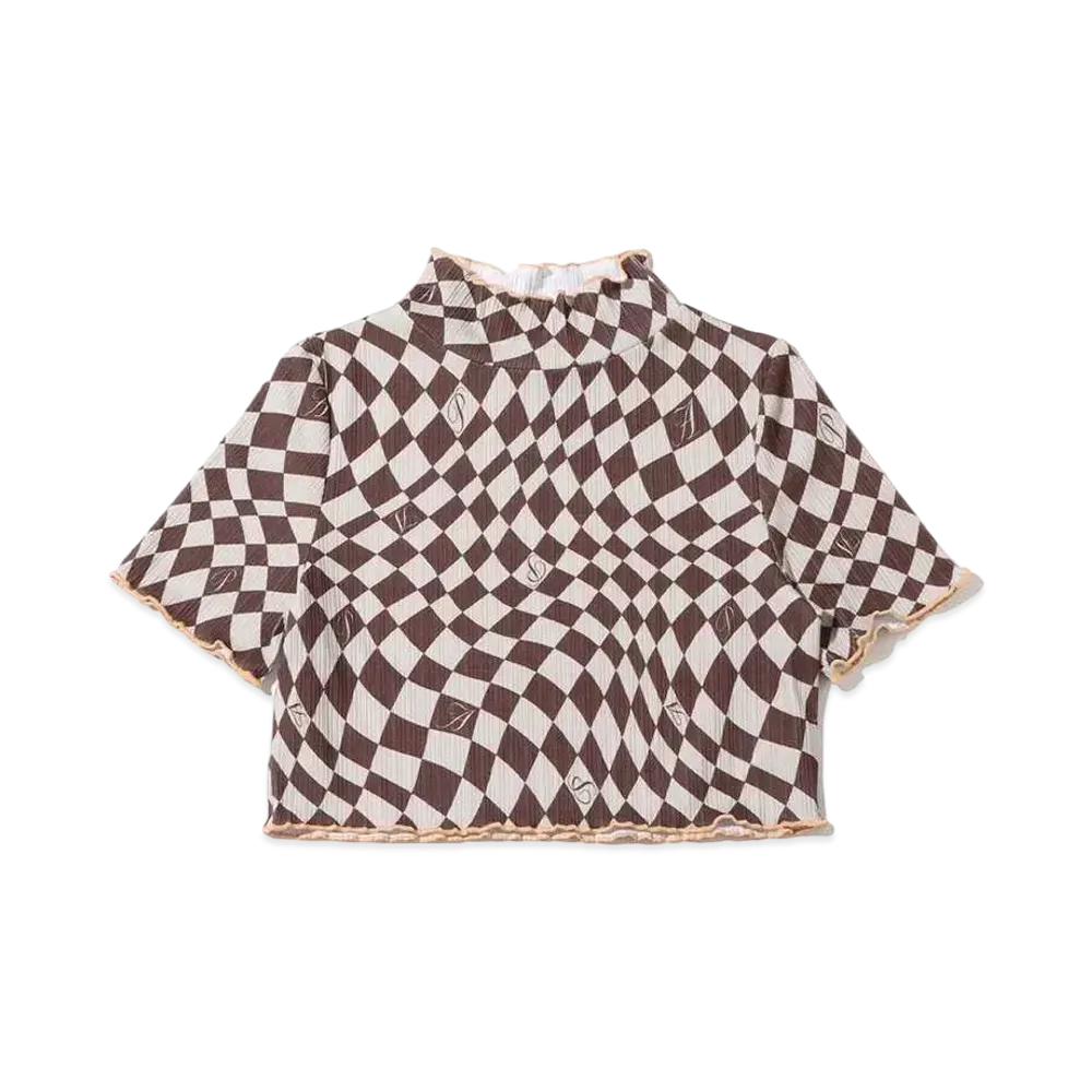 atmos pink Checkered Rib Color Scheme Mellow Tops "Brown"