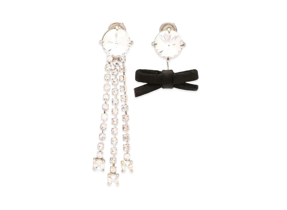 MIU MIU Crystal x Bow Earrings "Black"