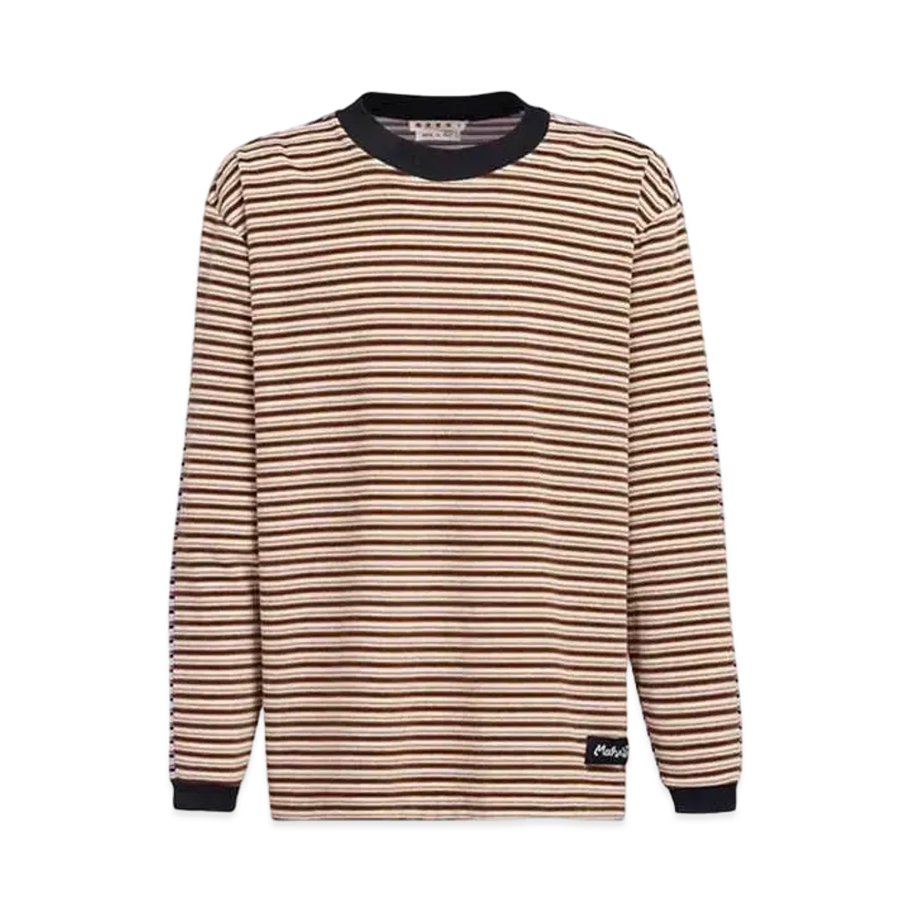 Marni Striped Velor Long Sleeved T-Shirt "Metal Brown"