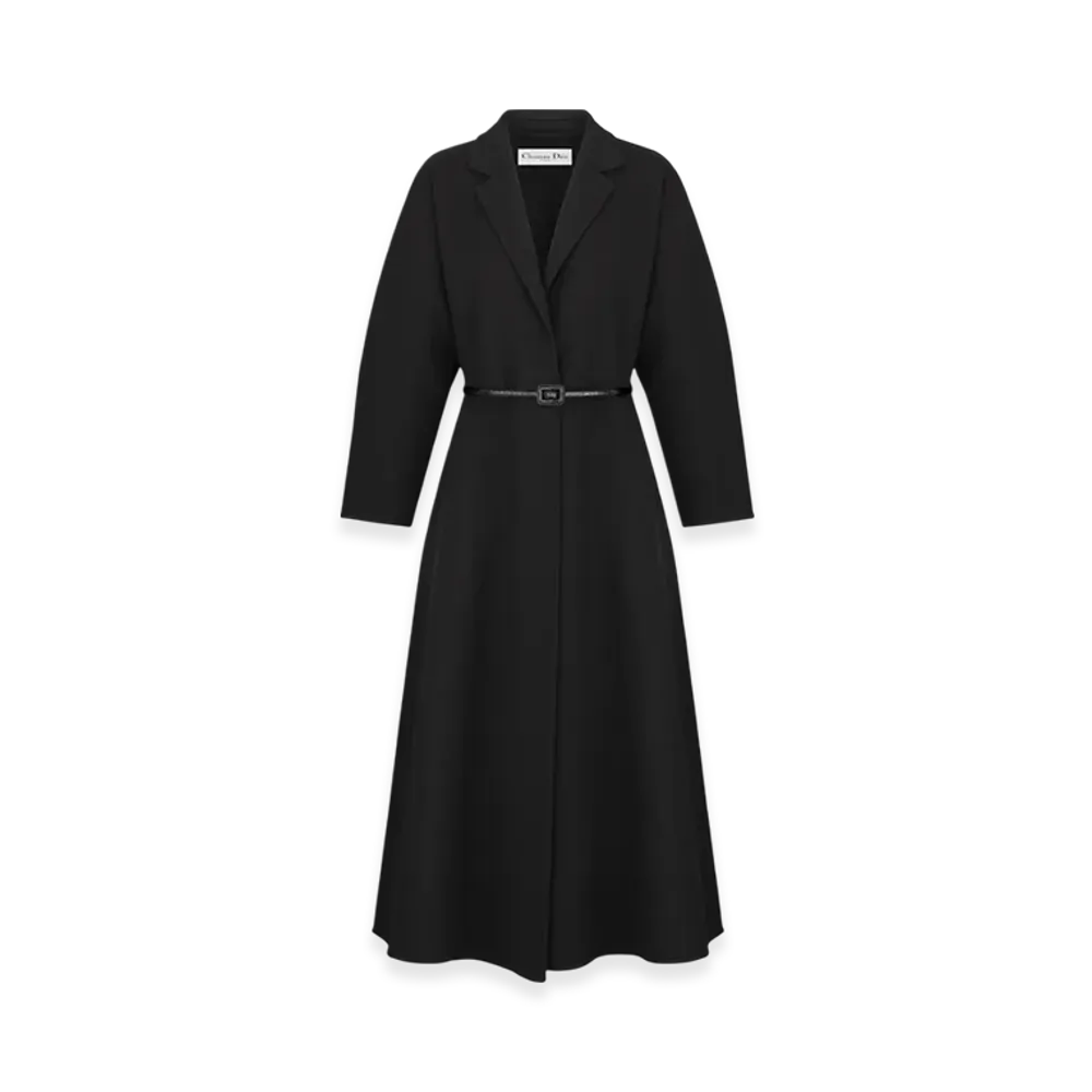 Dior Women's Double Sided Virgin Wool and Cashmere Coat with Belt "Black"