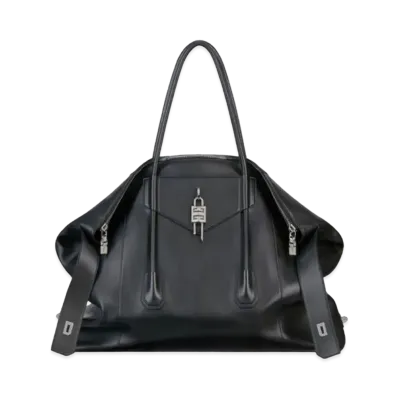 GIVENCHY Large Antigona Lock Soft Bag in Leather "Black"