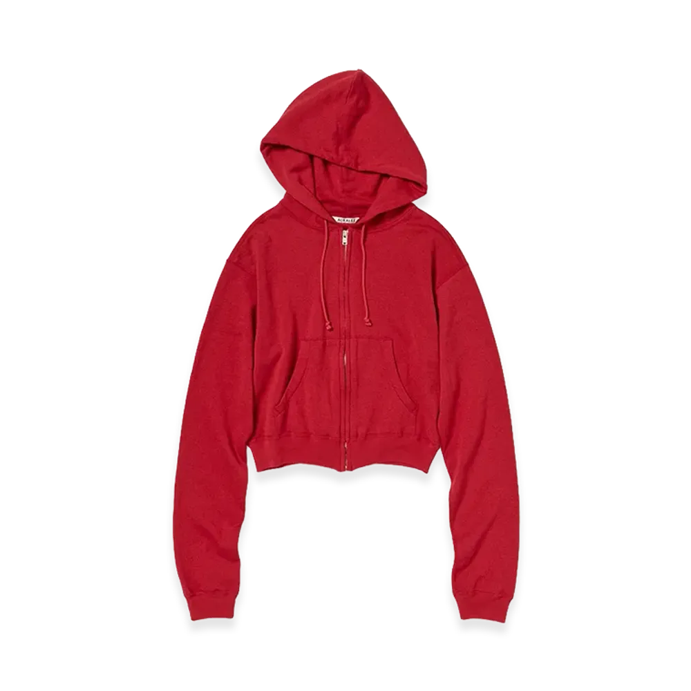 AURALEE Women's High Twist Light Sweat Zip Parka "Red"