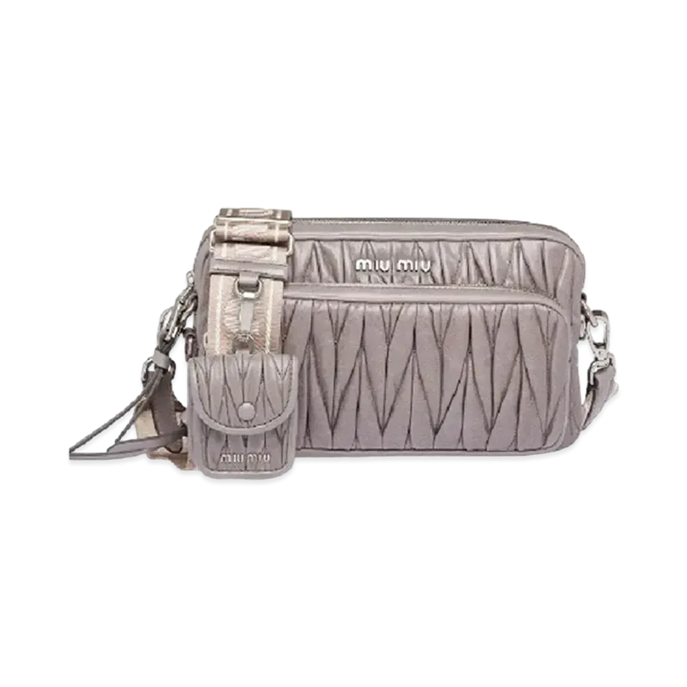 MIU MIU Materasse Shine Leather Shoulder Bag "Gray"