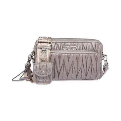 MIU MIU Materasse Shine Leather Shoulder Bag "Gray"