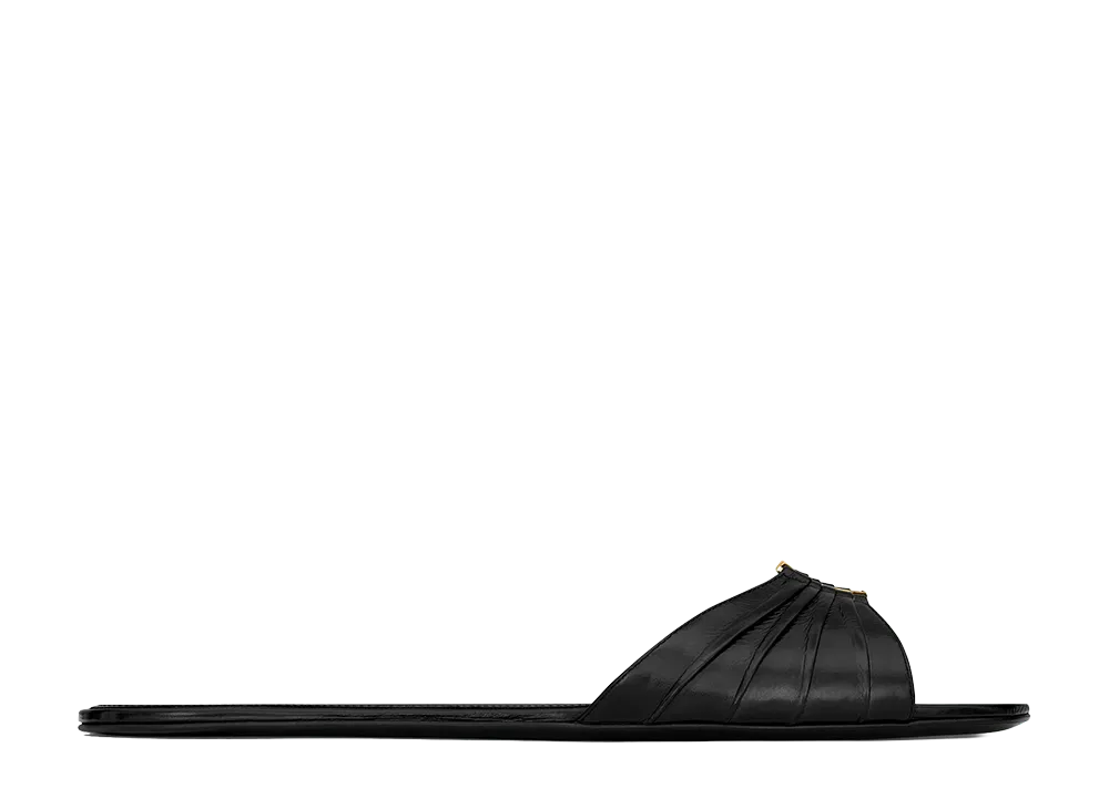 Saint Laurent Women's Babylone Slides in Smooth Leather "Black"
