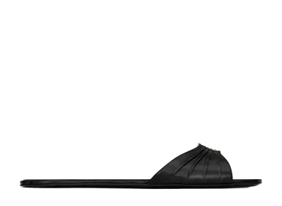 Saint Laurent Women's Babylone Slides in Smooth Leather "Black"