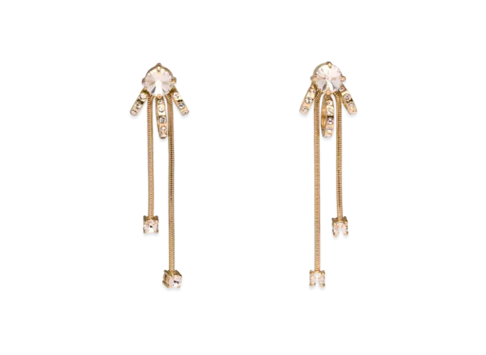MIU MIU Crystal Pendant Earrings "Gold/Crystal"