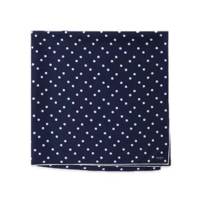 PRADA Printed Silk Twill Scarf 90 x 90 "Navy/White"