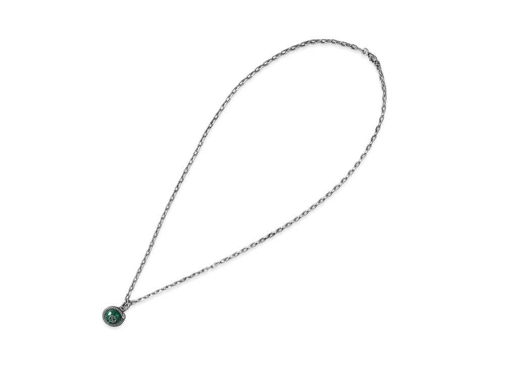 GUCCI Garden Snake Silver Necklace "Silver/Green"