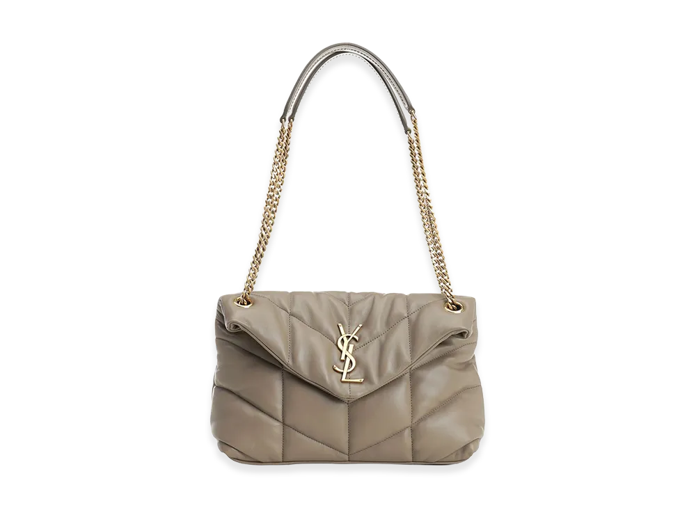 Saint Laurent Women's Small Envelope Puffer Bag "Light Brown"