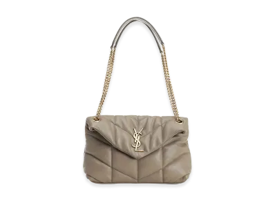 Saint Laurent Women's Small Envelope Puffer Bag "Light Brown"