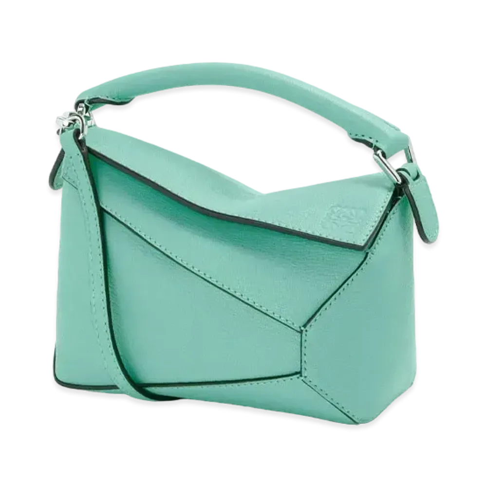 LOEWE Mini Puzzle Edge Bag In Goatskin "Fresh Mint"