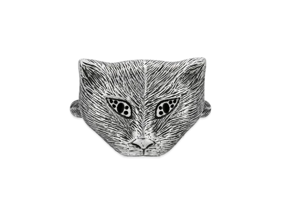 GUCCI Garden Series Cat Head Silver Ring "Silver"