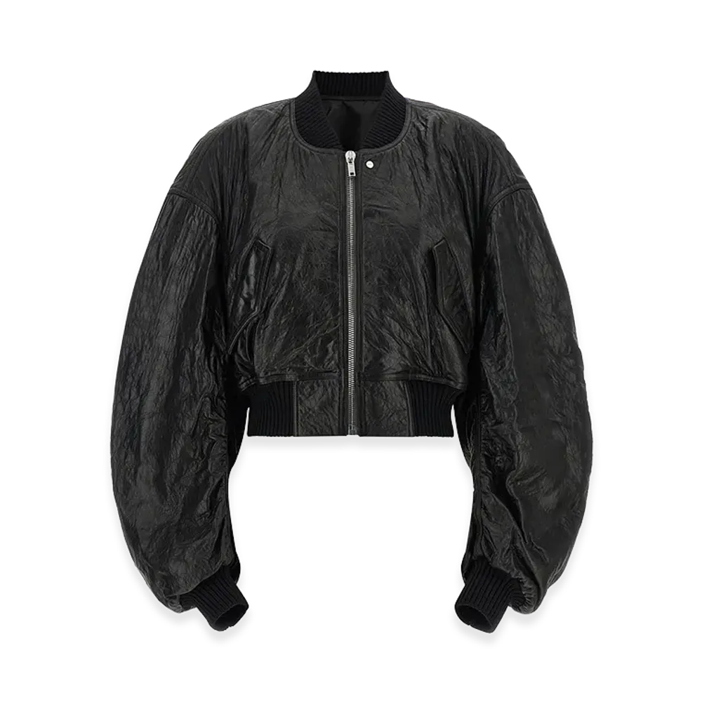 Rick Owens Women's secchia Cropped Flight Bomber Jacket "Black"