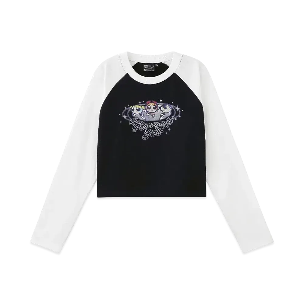 X-Girl x The Powerpuff Girls Raglan L/S Baby Tee "Black"