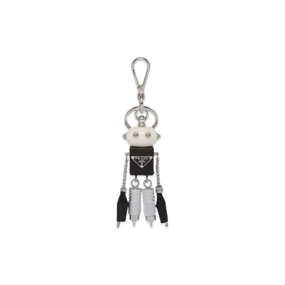 PRADA Saffiano Leather Robot Keychain Trick "Gray"