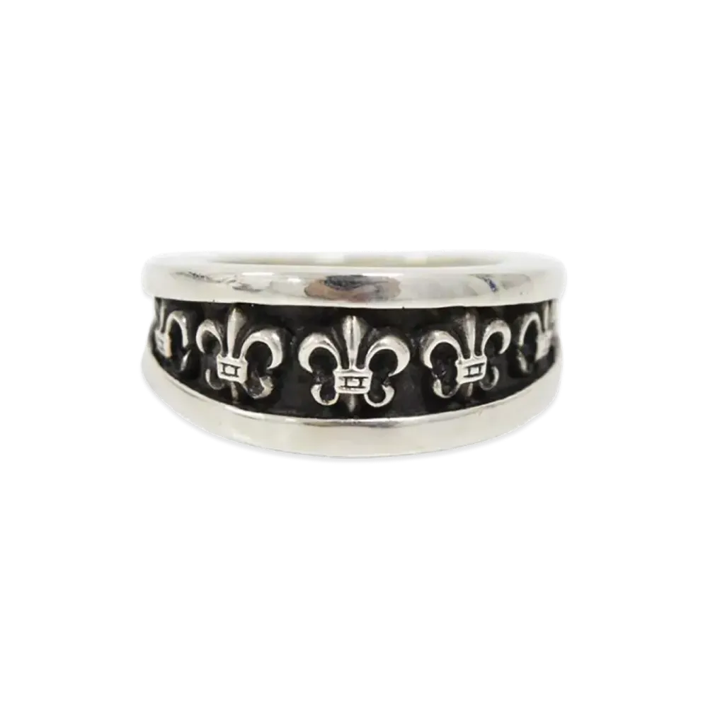 Chrome Hearts Fleur V Band CH Cross Ring "Silver"