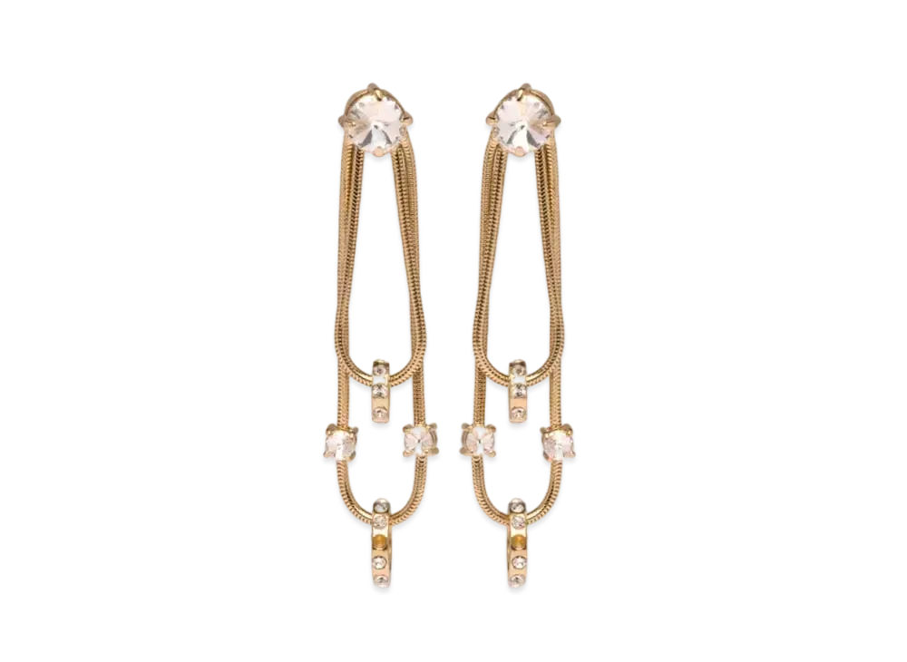 MIU MIU Crystal Pendant Earrings "Gold/Crystal"