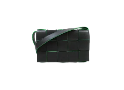 Bottega Veneta Cassette Crossbody Bag "Black/Parrot Green"
