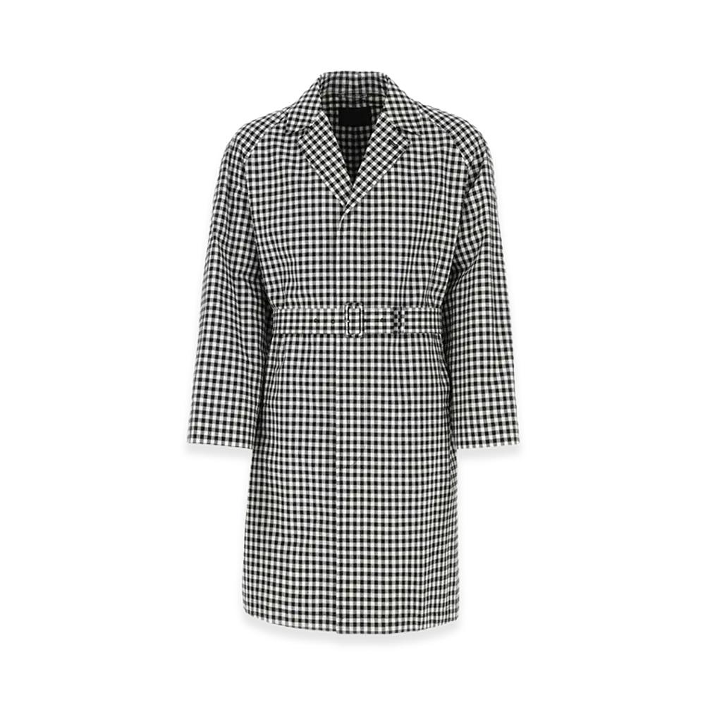 PRADA Embroidered Cotton Overcoat "White/Black"